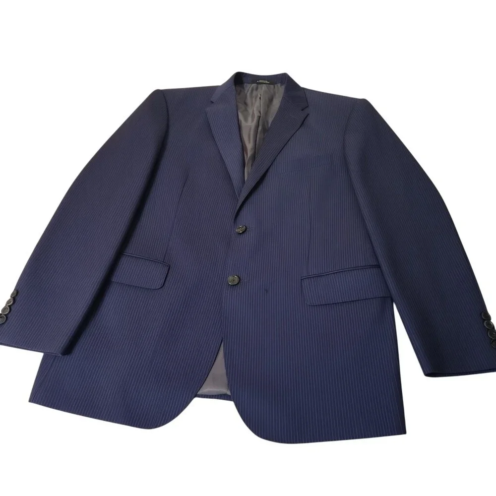Saks Fifth Avenue Ermenegildo Zegna Blazer Mens Blue Pinstripe‎ Silk Wool Jacket